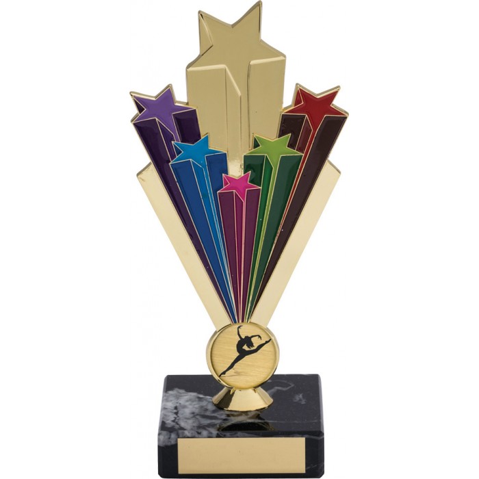GOLD DANCE RAINBOW METAL TROPHY WITH  - CHOICE OF DANCE CENTRES